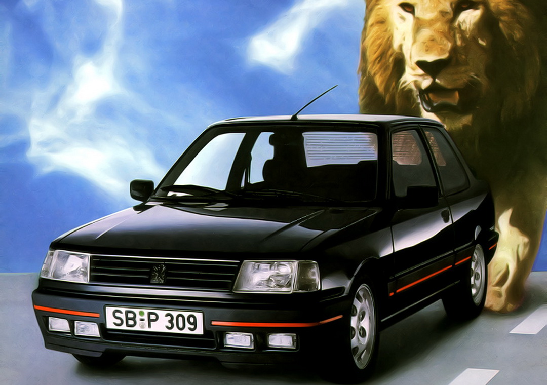  Peugeot 309 and lion