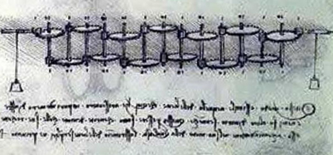 The prototype of the adding machine by Leonardo Da Vinci