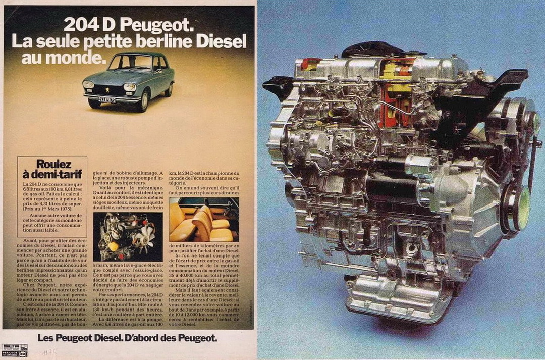 Fragment of a Peugeot 204 D advertising brochure depicting its XLD diesel