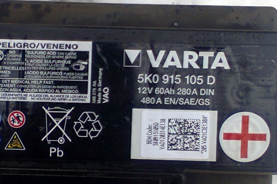  Example of marking on a Varta battery