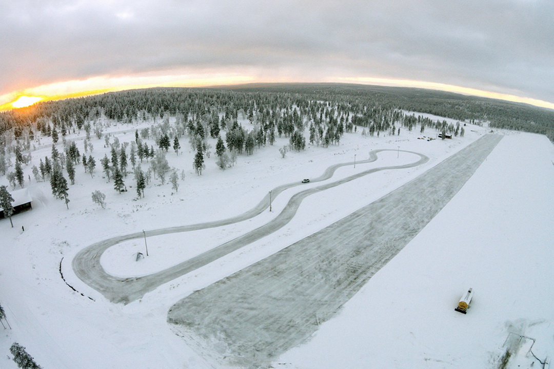 Part of the huge Nokian and Goodyear winter tire testing ground in Ivalo, Finland