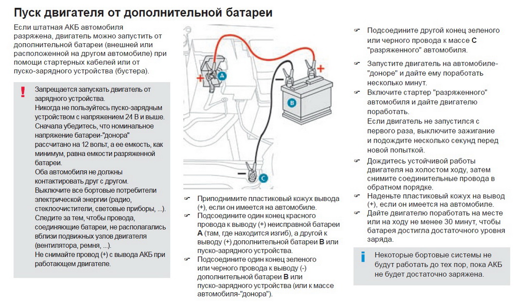 fragment of the manual for Peugeot 408 about the battery