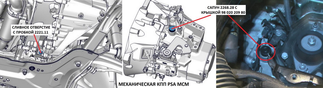Filling ports for manual transmission MCM